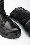 868-2289 Black Croco Lace-Up Zippered Women's Boots