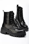 868-2289 Black Croco Lace-Up Zippered Women's Boots