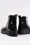 02-2003 Black Patent Leather Lace-Up Zippered Women's Boots