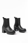 5109-3056 Black Elasticated Thick Heels Casual Women's Boots