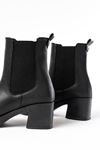 5109-3056 Black Elasticated Thick Heels Casual Women's Boots