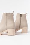 5109-3057 Beige Elasticated Zippered Thick Heels Casual Women's Boots