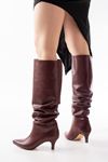 SR-2001 Burgundy Stiletto Heels Casual Women's Boots