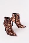 VRT-4802 Leopard High Slim Heeled Zippered Women's Boots
