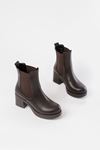 5109-3056 Brown Elasticated Thick Heels Casual Women's Boots