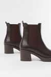 5109-3056 Brown Elasticated Thick Heels Casual Women's Boots