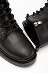 2024-2289 Black Lace-Up Zippered Casual Women's Boots