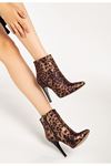 VRT-4802 Leopard High Slim Heeled Zippered Women's Boots