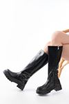 236-3021 Black Croco Zipper Casual Women's Boots
