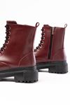 868-356 Burgundy Patent Leather Lace-Up Zippered Women's Boots