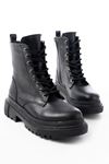 812-356 Black Lace-Up Zippered Women's Boots