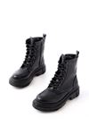 812-356 Black Lace-Up Zippered Women's Boots