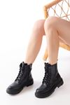 812-356 Black Lace-Up Zippered Women's Boots