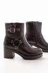 5109-3042 Casual Women's Boots with Zippered Thick Heels with Brown Buckle Accessory