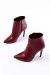 VRT-4802 Burgundy High Slim Heeled Zippered Women's Boots