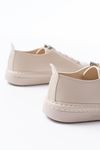 MK-9026 Beige Lace-Up Stone Accessory Casual Sneakers