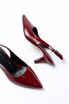 ST-1152 Bordo Rugan Günlük 7 cm Topuklu Kadın Ayakkabı