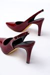 ST-1153 Bordo Rugan Günlük Arkası Açık 9 cm Topuklu Kadın Ayakkabı