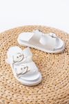 DM-6010 Casual Women's Slippers with White Buckle Accessory