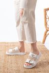 DM-6010 Casual Women's Slippers with White Buckle Accessory