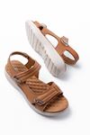 DM-363 Tan Hard Hat Velcro Stitched Casual Women's Sandals
