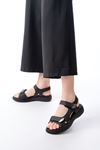 DM-363 Black Hard Hat Velcro Stitched Casual Women's Sandals