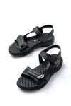 DM-363 Black Hard Hat Velcro Stitched Casual Women's Sandals