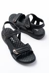 DM-363 Black Hard Hat Velcro Stitched Casual Women's Sandals
