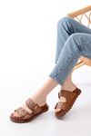 DM-6010 Tan Buckle Accessory Casual Women's Slippers