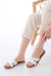 169-6100 White Orthopedic Genuine Leather Women's Slippers