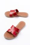 169-6100 Red Orthopedic Genuine Leather Women's Slippers