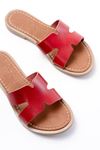169-6100 Red Orthopedic Genuine Leather Women's Slippers