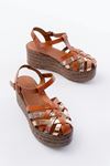 684-02 Tan Garni Orthopedic Genuine Leather Padding Women's Sandals