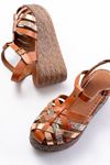 684-02 Tan Garni Orthopedic Genuine Leather Padding Women's Sandals