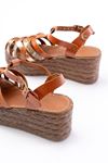 684-02 Tan Garni Orthopedic Genuine Leather Padding Women's Sandals