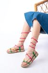 1001-1001 Multi Ankle Lace-Up Women's Sandals