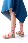 1001-1001 Multi Ankle Lace-Up Women's Sandals