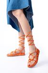 1001-1001 Orange Ankle Lace-Up Women's Sandals