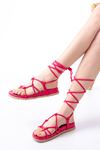 1001-1001 Fuchsia Ankle Lace-Up Women's Sandals