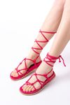 1001-1001 Fuchsia Ankle Lace-Up Women's Sandals