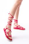 1001-1001 Fuchsia Ankle Lace-Up Women's Sandals