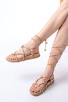 1001-1001 Nut Ankle Lace-Up Women's Sandals