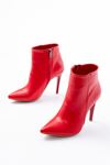 VRT-4802 Red High Thin Heeled Zippered Women's Boots