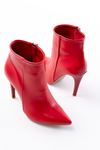 VRT-4802 Red High Thin Heeled Zippered Women's Boots