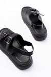24413-572 Black Casual Padding Women Sandals with Heel Buckle Accessories