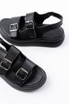 24413-572 Black Casual Padding Women Sandals with Heel Buckle Accessories