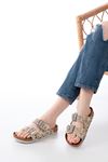 DN-07 Beige Casual Women's Slippers with Stone Accessories
