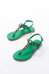 152-1110 Grass Green Multi Stone Flip Flask Sandals