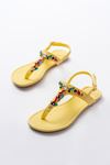 152-1110 Yellow Multi Stone Flip Flop Sandals