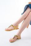 152-1110 Yellow Multi Stone Flip Flop Sandals